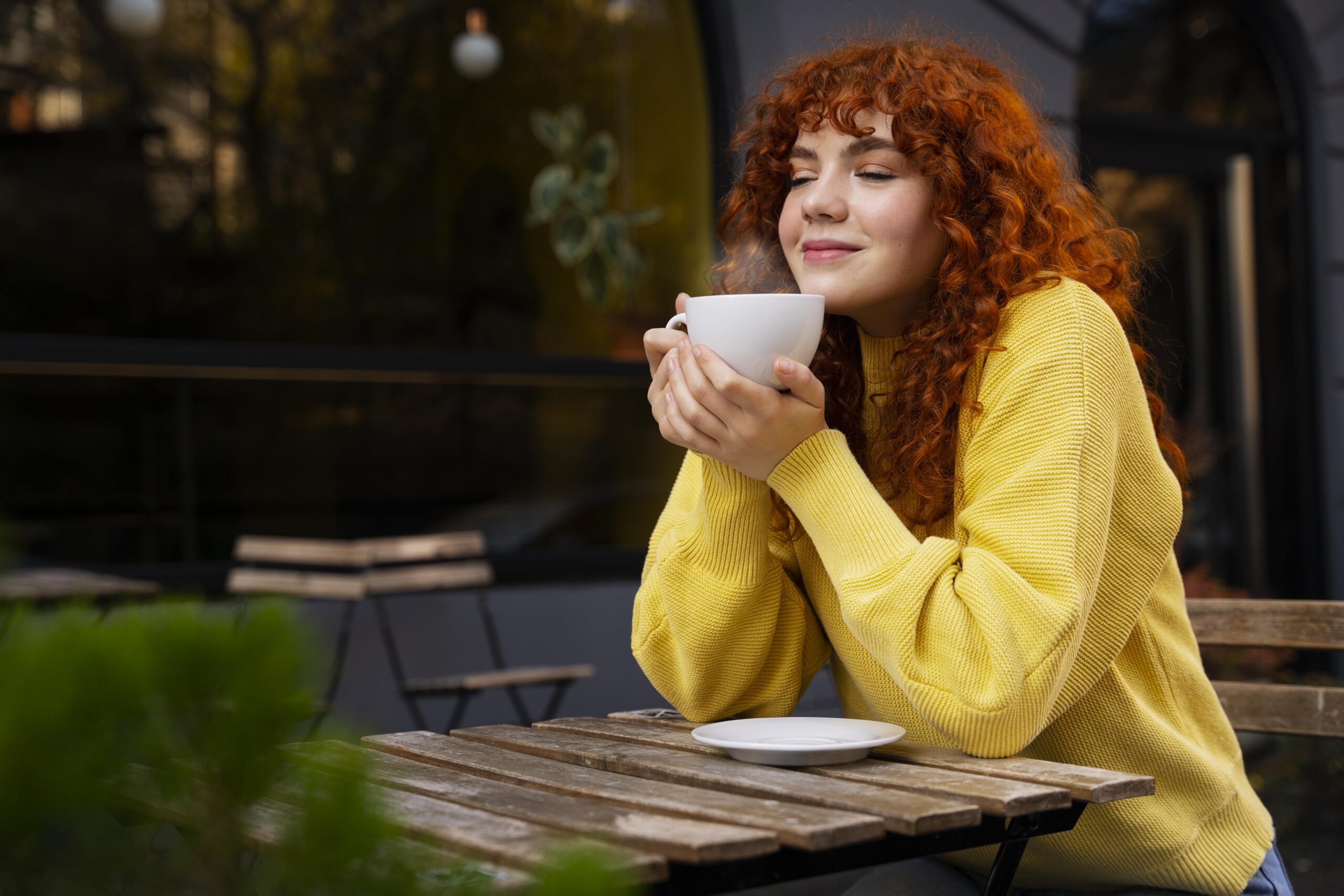 Enjoying a warm beverage as a stress relief technique